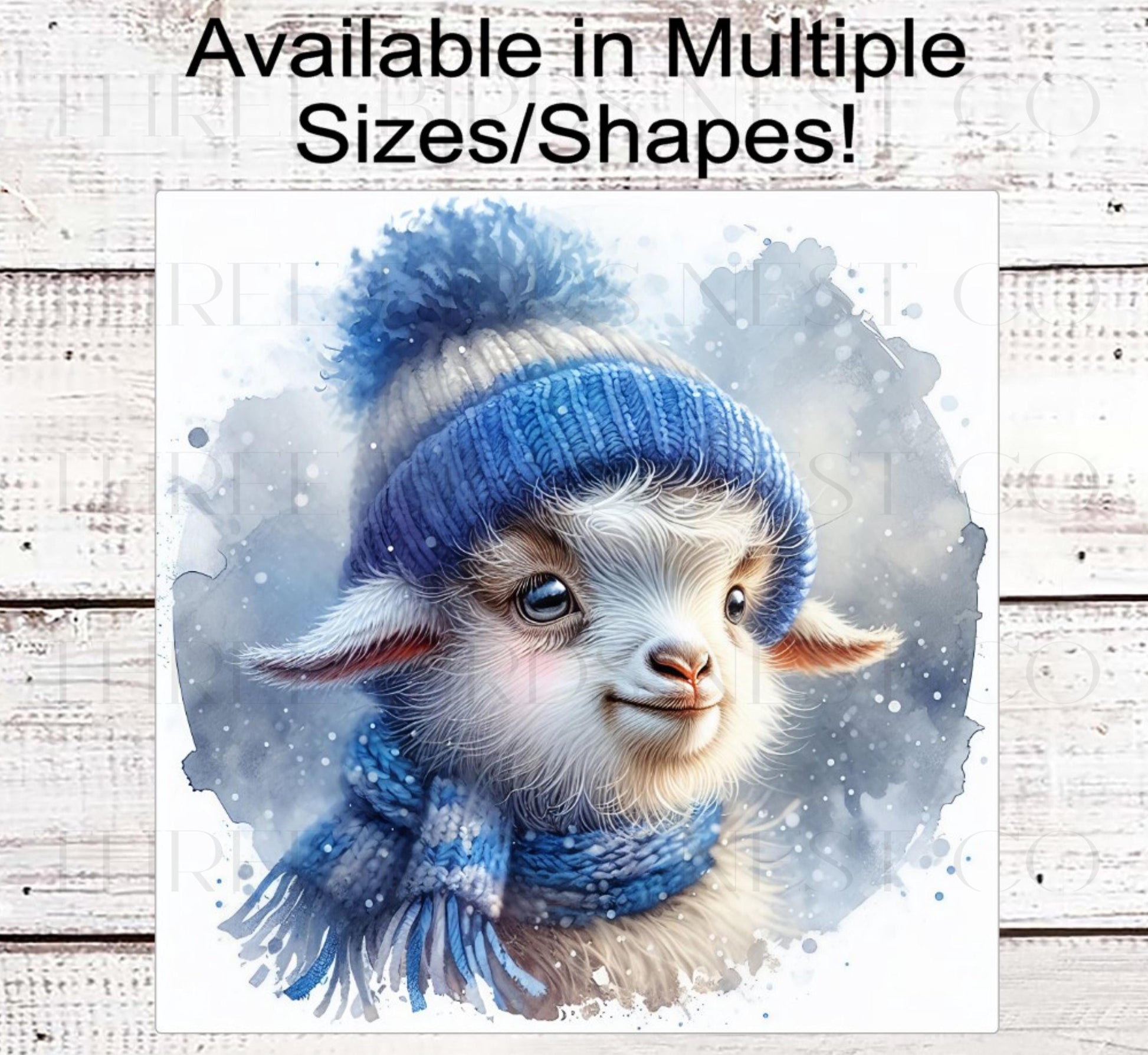 Winter Wreath Sign, Baby Goat, Snowflakes, Farmhouse Christmas- FT2240