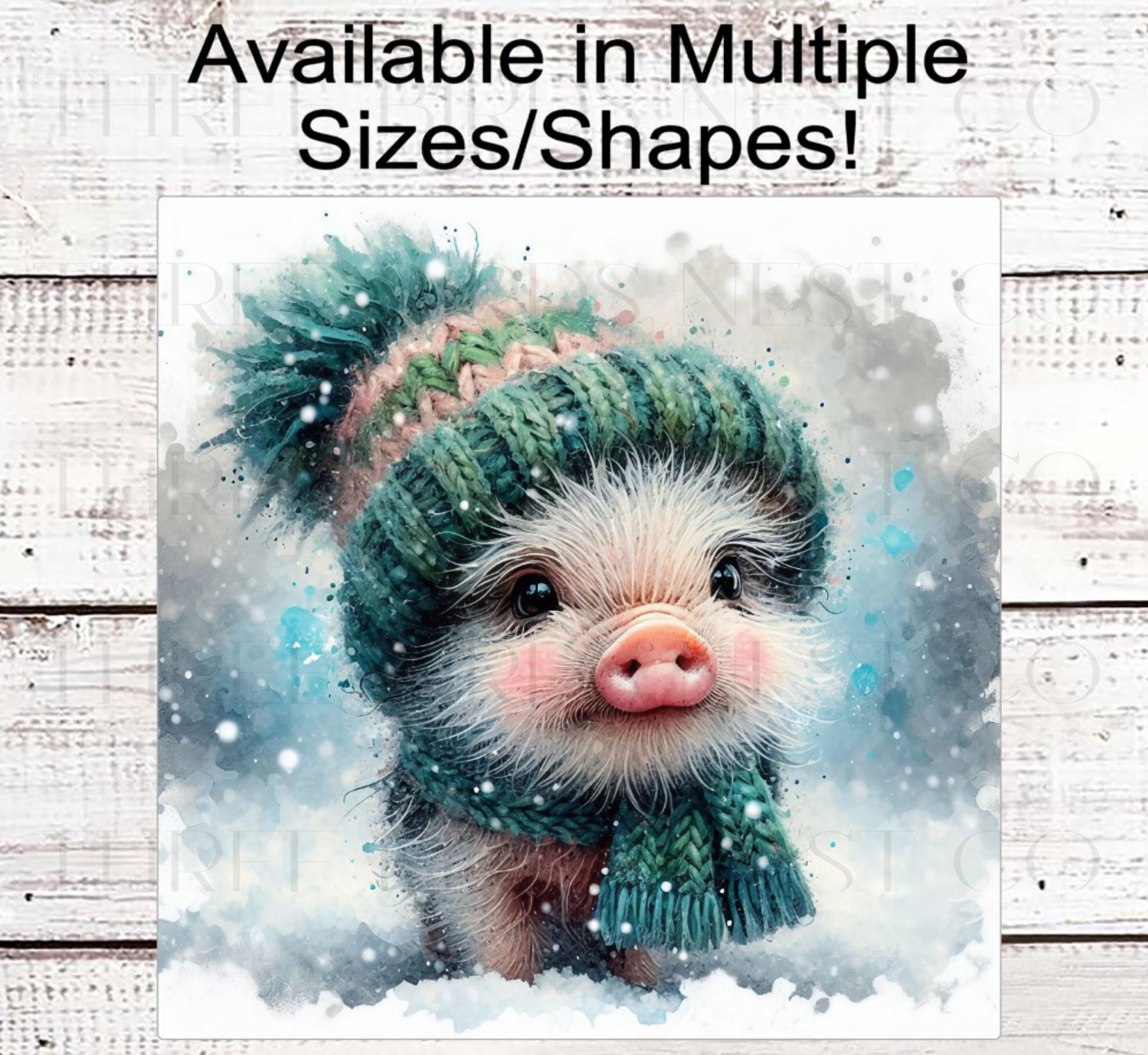 Winter Wreath Sign, Baby Pig, Snowflakes, Farmhouse Christmas- FT2241