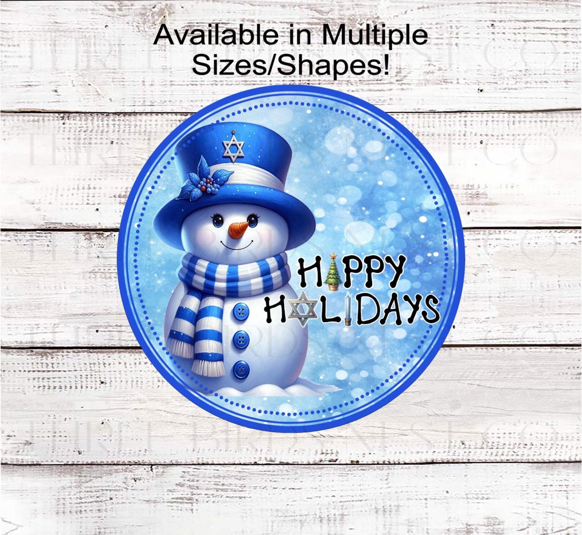 Snowman Wreath Sign, Happy Holidays, Hanukkah, Star of David- CW2242