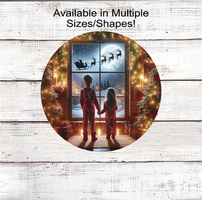 Christmas Wreath Signs, Believe in the Magic, Santa Sleigh, Reindeer- CW2246