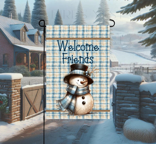 Snowman Double-Sided Garden Flag, Rustic Farmhouse Decor