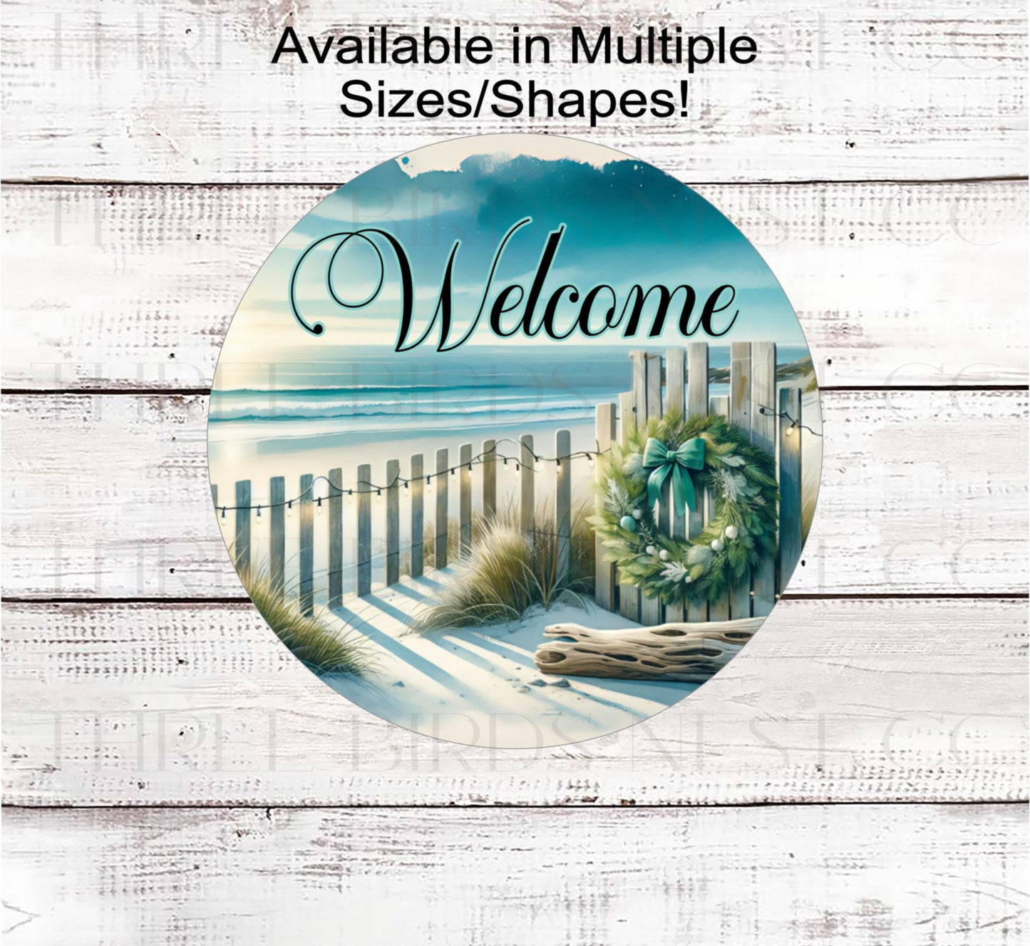 Christmas Wreath Signs, Coastal Decor, Beach Lover- CW2232