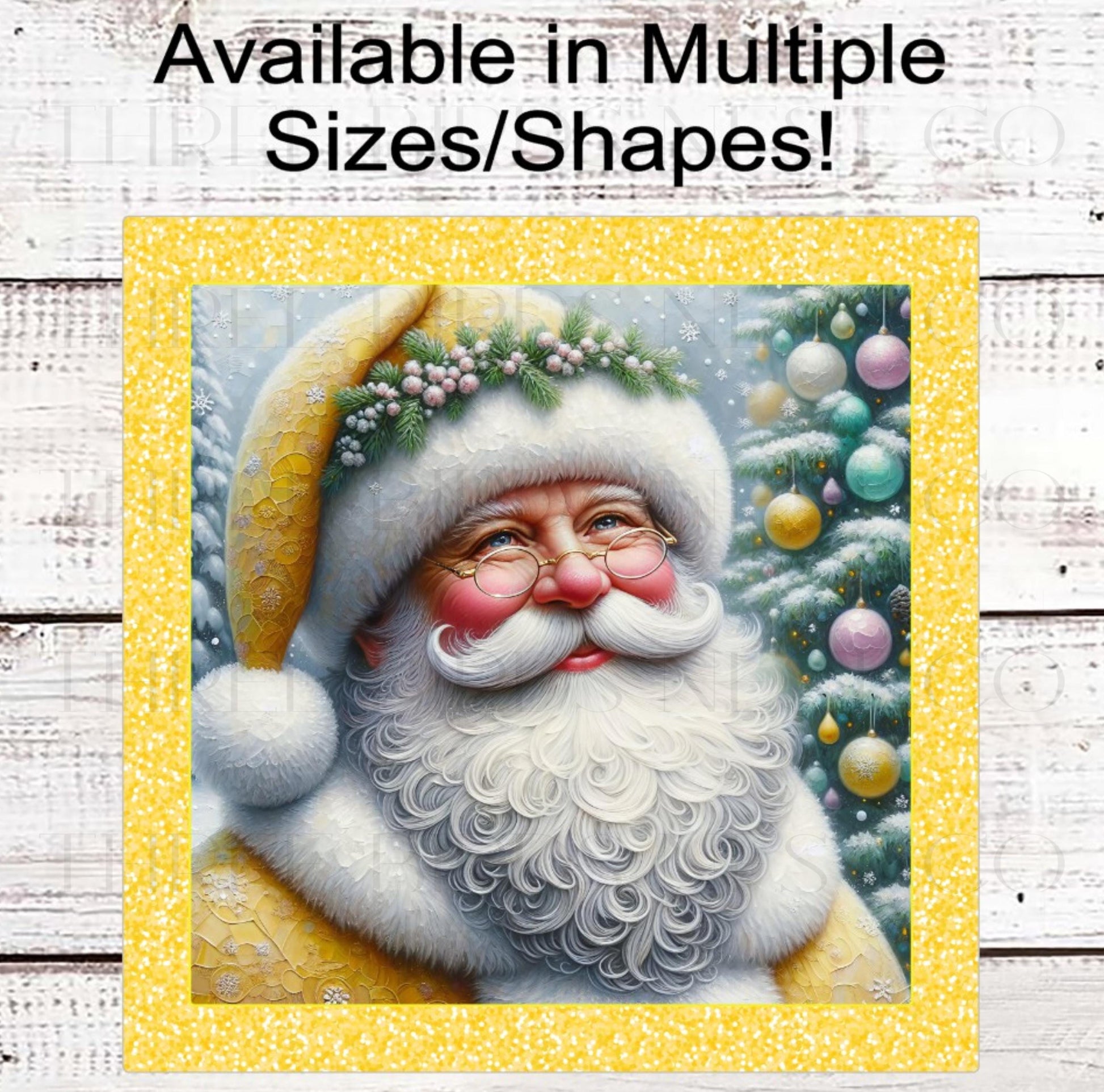 Christmas Wreath Signs, Santa Claus, Pastel Christmas, Yellow Lover- CW2248