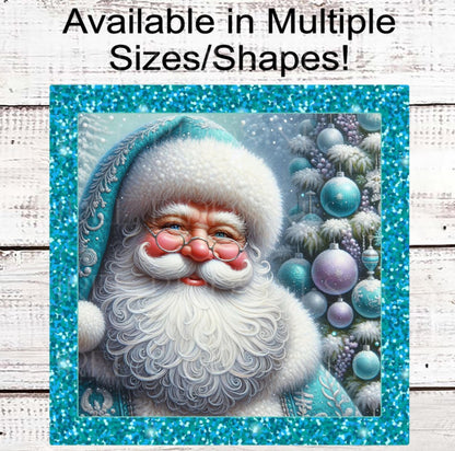 Christmas Wreath Signs, Santa Claus, Pastel Christmas, Turquoise Lover- CW2249
