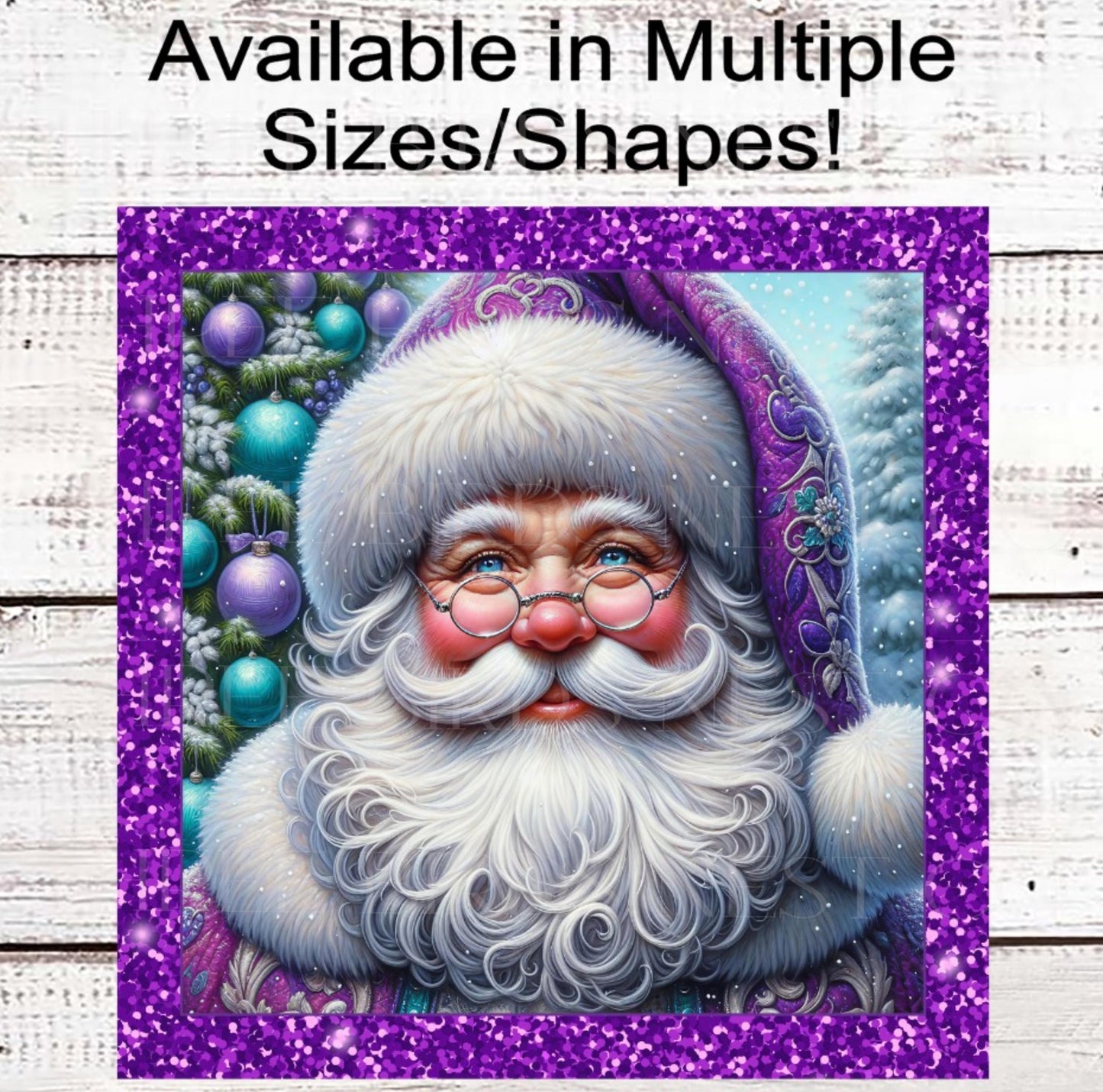 Christmas Wreath Signs, Santa Claus, Pastel Christmas, Purple Lover- CW2250