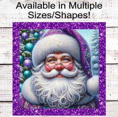 Christmas Wreath Signs, Santa Claus, Pastel Christmas, Purple Lover- CW2250
