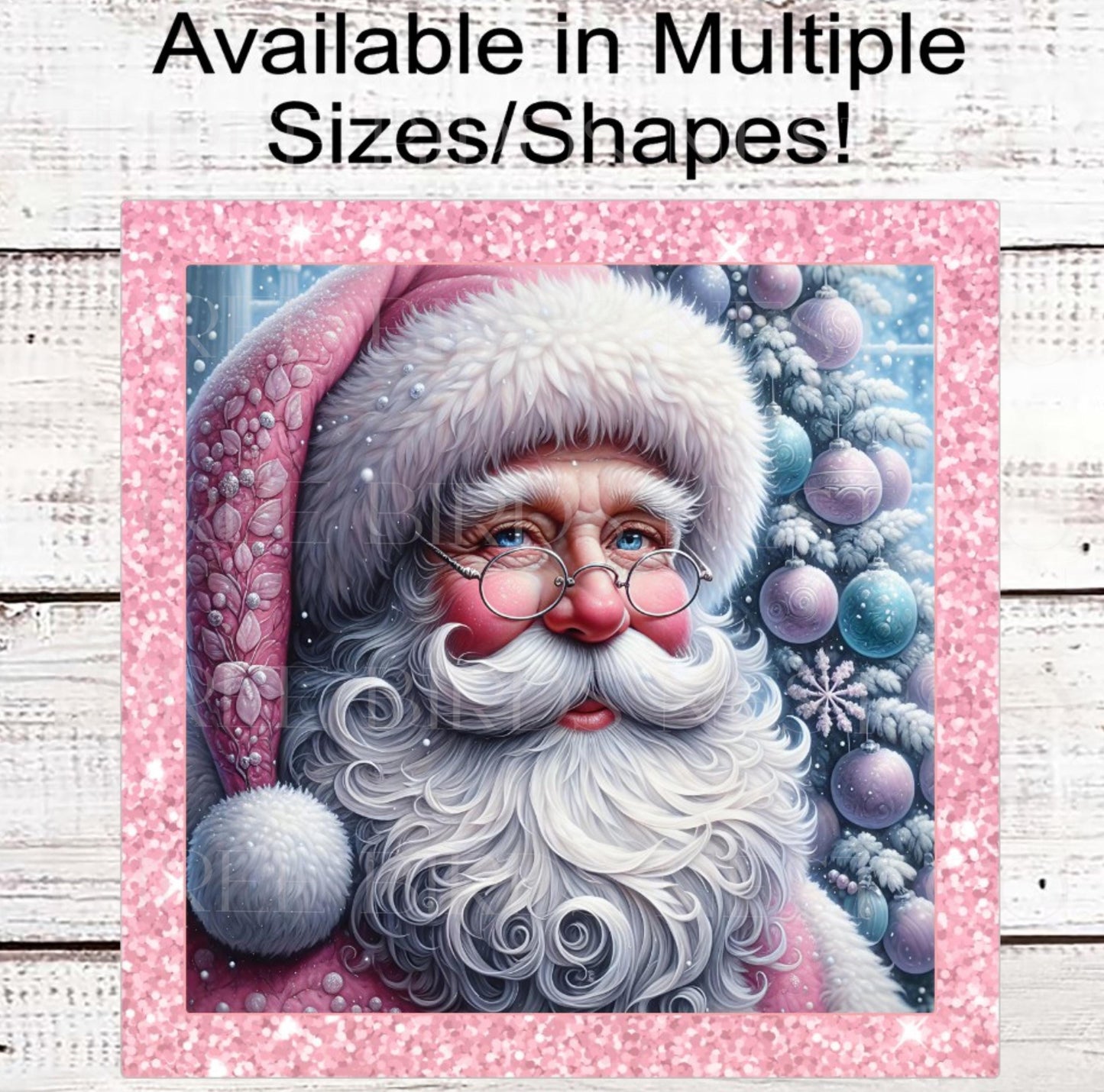 Christmas Wreath Signs, Santa Claus, Pastel Christmas, Turquoise Lover- CW2252