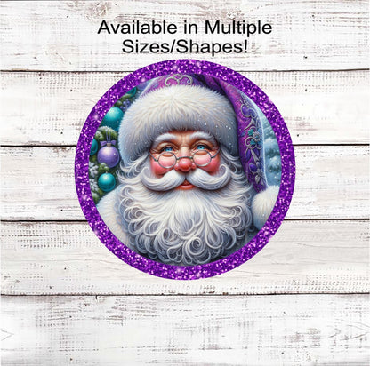 Christmas Wreath Signs, Santa Claus, Pastel Christmas, Purple Lover- CW2250