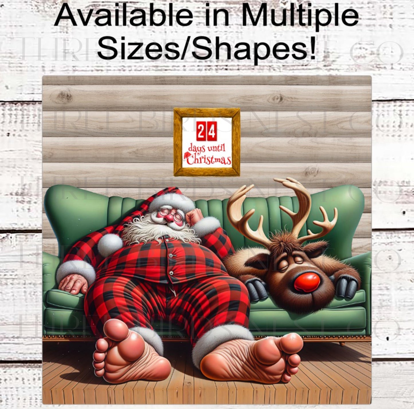 Christmas Wreath Sign, Santa Claus and Rudolph, Christmas Countdown- PA2233