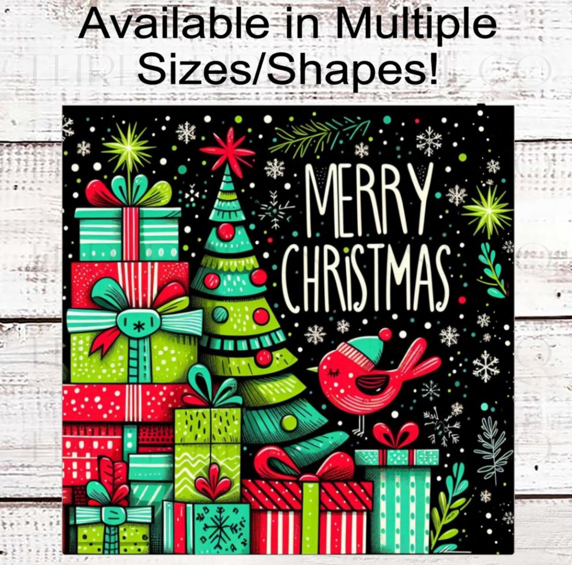 Merry Christmas Wreath Sign, Whimsical Decor, Cardinal Bird- CW2258