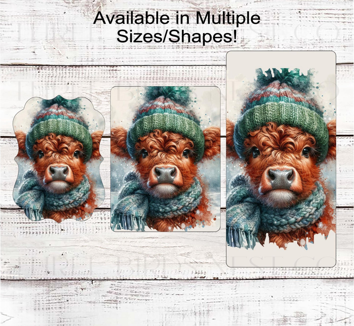 Winter Wreath Sign, Scottish Highland Cow, Snowflakes, Farmhouse Christmas- FT2236