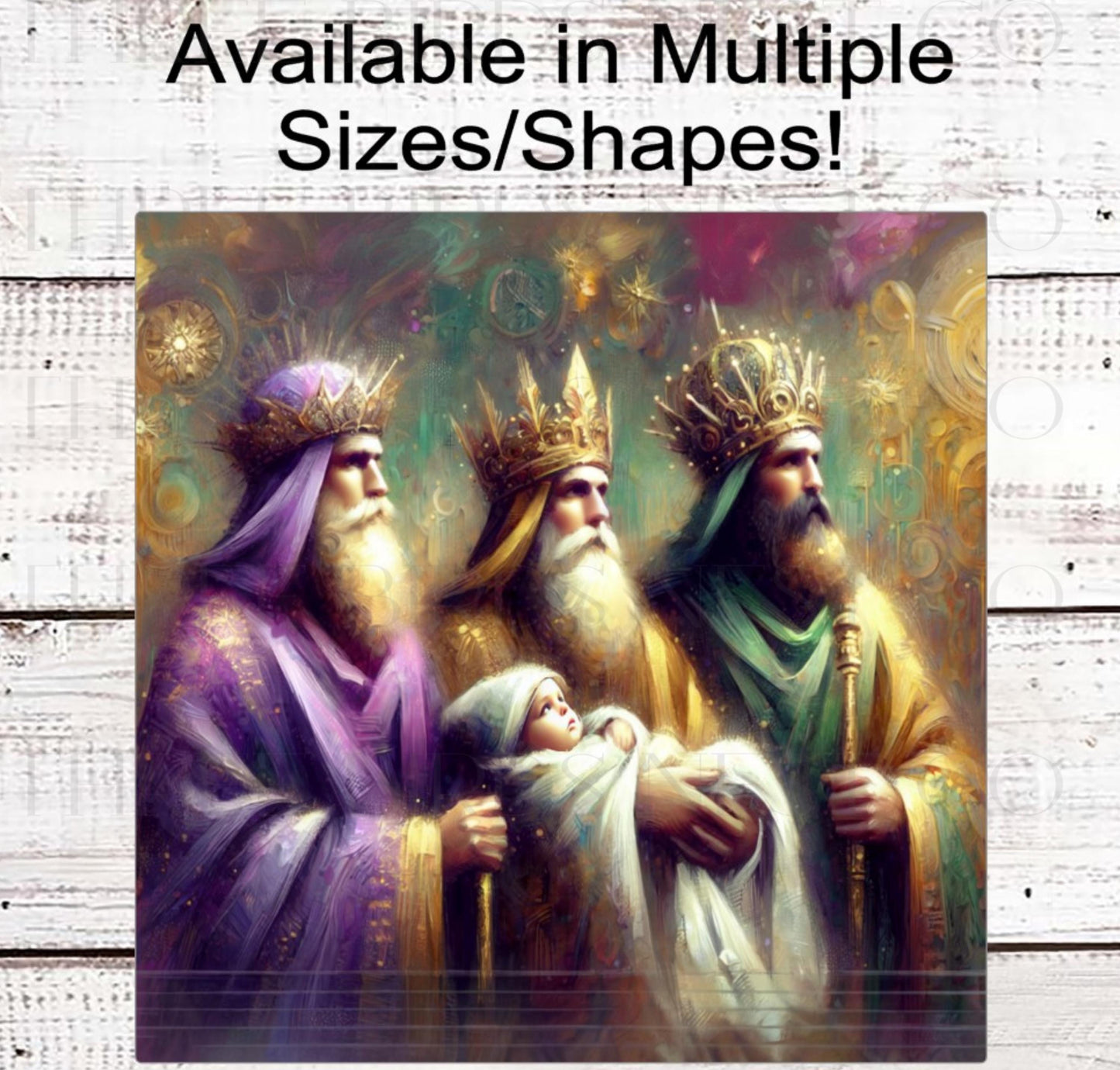 Nativity Wreath Signs, Three Kings Day, Wise Men, Elegant Christmas, Religious Gifts- CW2238