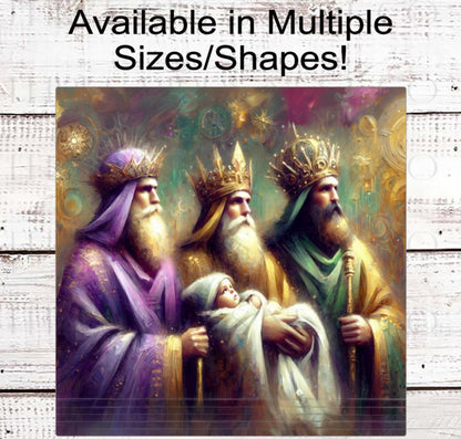 Nativity Wreath Signs, Three Kings Day, Wise Men, Elegant Christmas, Religious Gifts- CW2238