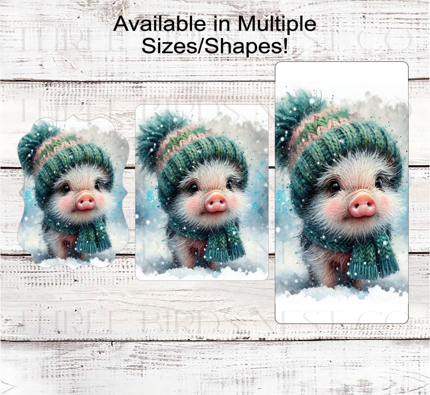 Winter Wreath Sign, Baby Pig, Snowflakes, Farmhouse Christmas- FT2241