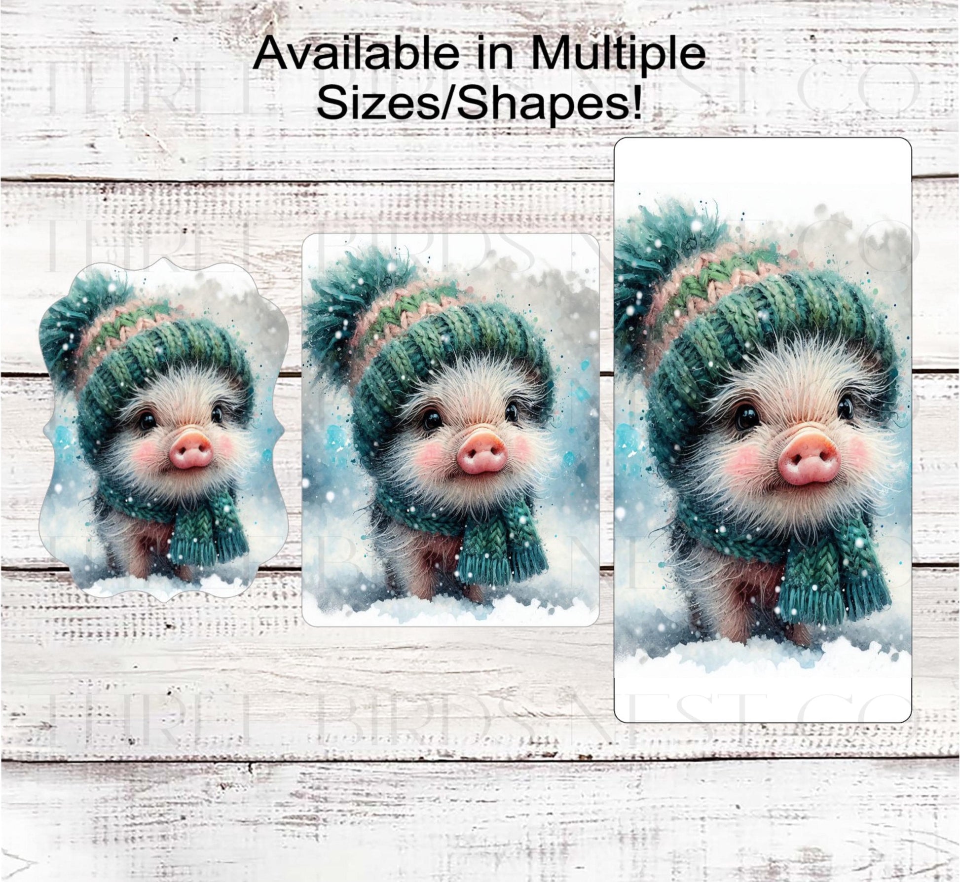 Winter Wreath Sign, Baby Pig, Snowflakes, Farmhouse Christmas- FT2241