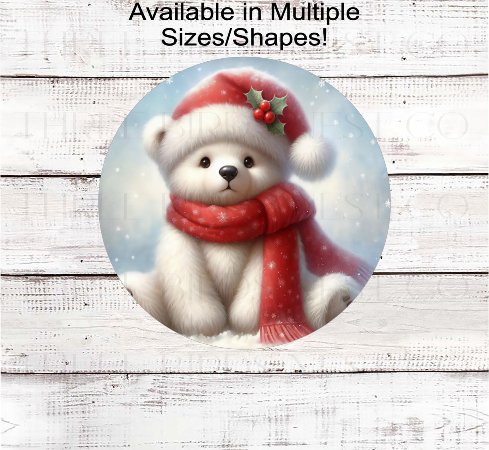 Winter Wreath Sign, Polar Bear, Teddy Bear Lover- CW2244