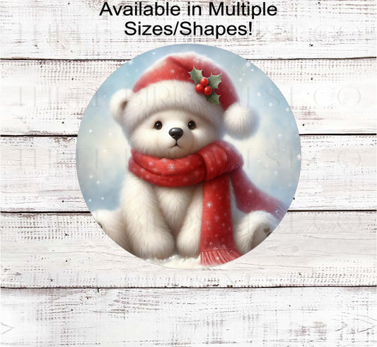 Winter Wreath Sign, Polar Bear, Teddy Bear Lover- CW2244