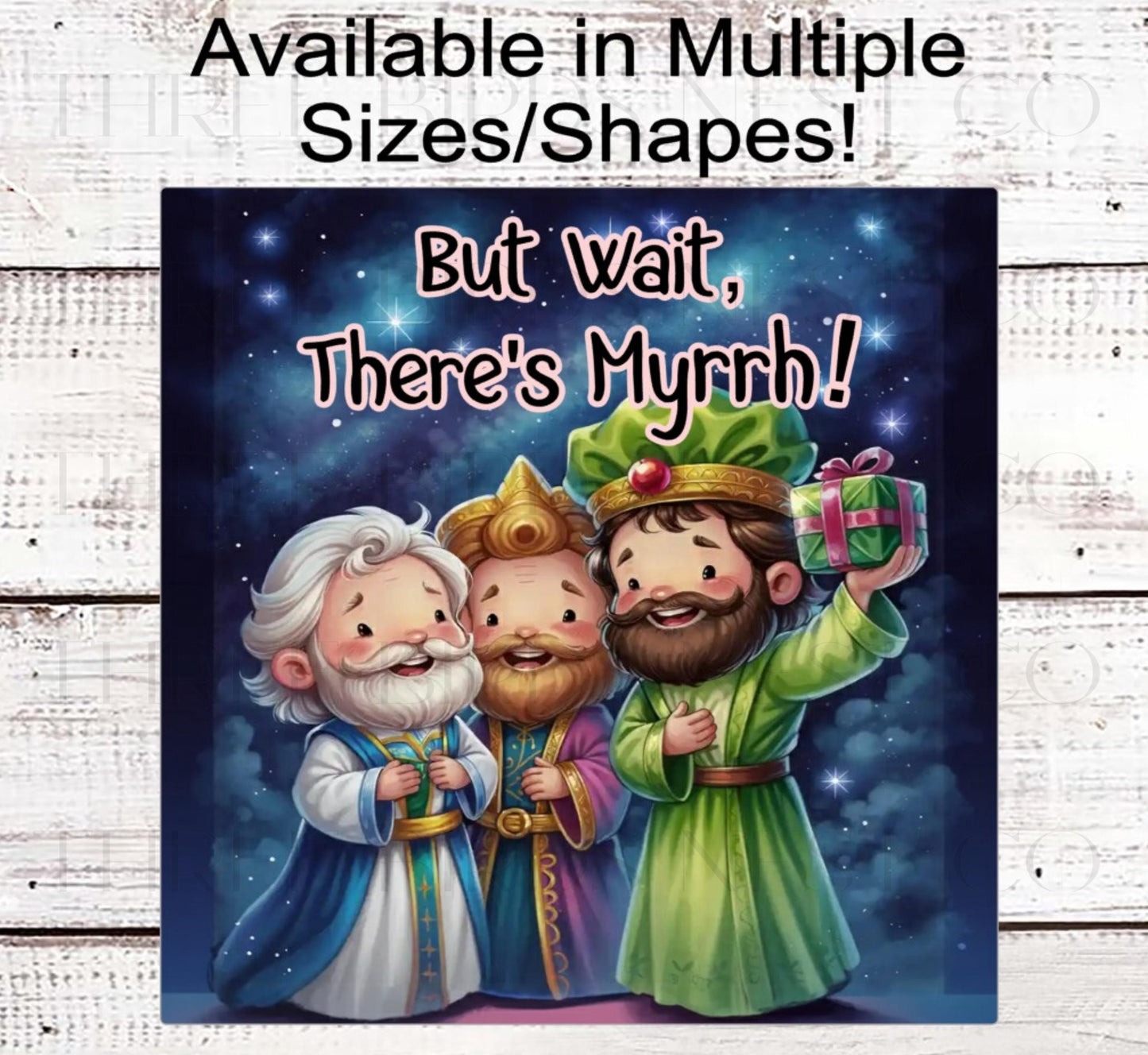 Nativity Wreath Signs, Funny Christmas, Myrrh Joke, Religious Gifts- CW2248