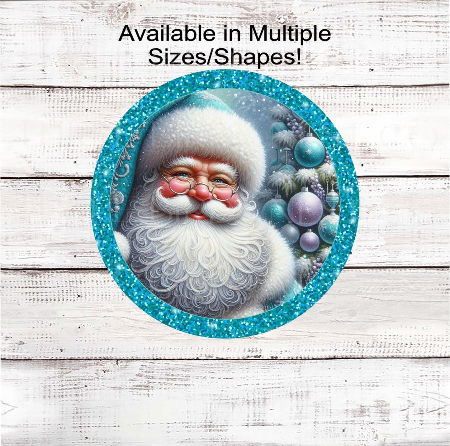 Christmas Wreath Signs, Santa Claus, Pastel Christmas, Turquoise Lover- CW2249