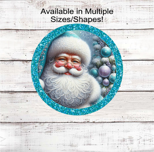 Christmas Wreath Signs, Santa Claus, Pastel Christmas, Turquoise Lover- CW2249