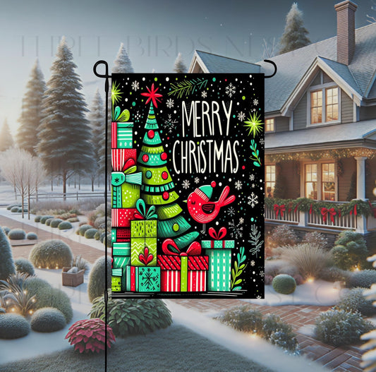 Merry Christmas Double-Sided Garden Flag, Red Cardinal Bird