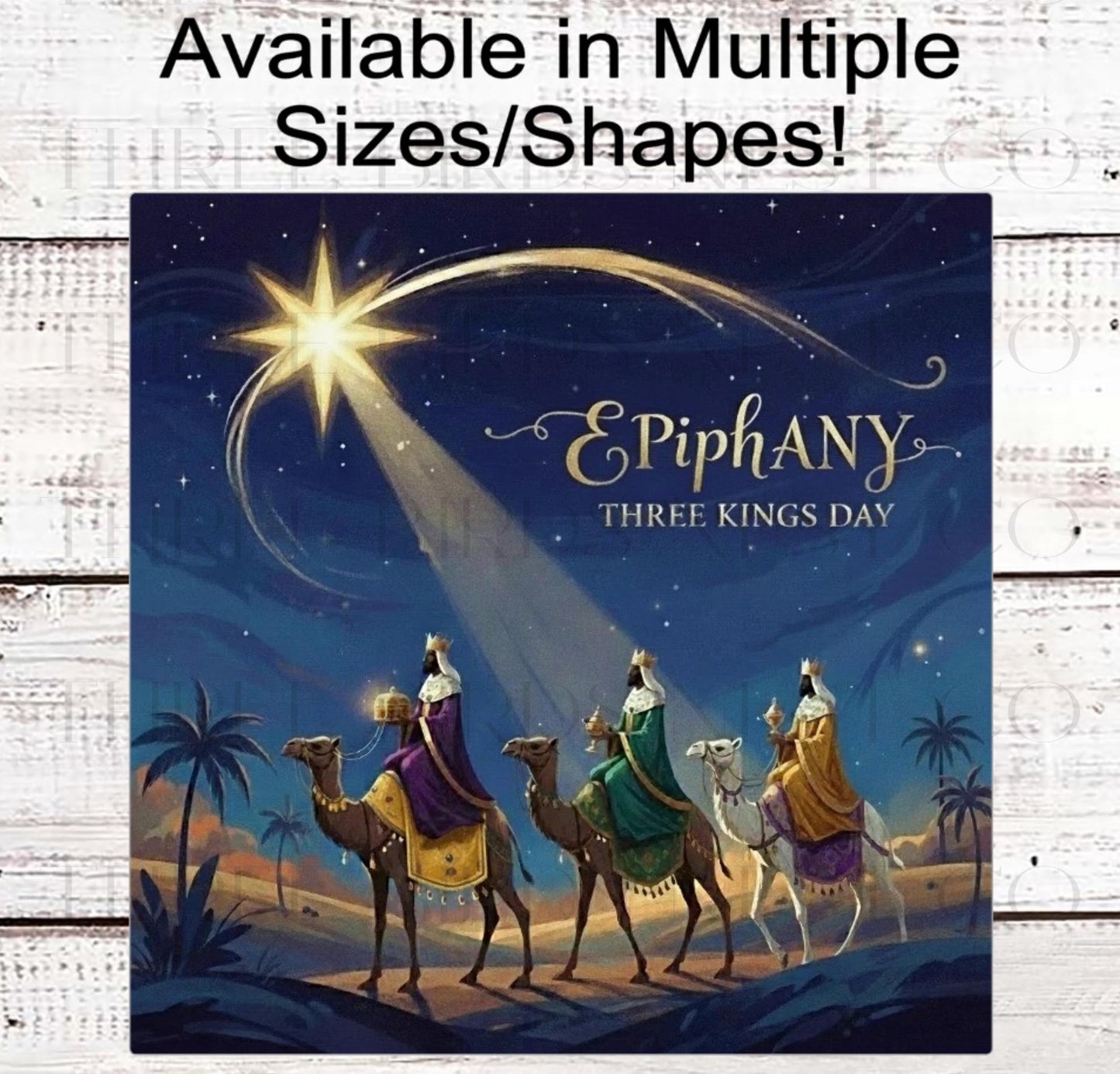 Nativity Wreath Signs, Happy Epiphany, Three Kings Day, Elegant Christmas, Religious Gifts- CW2267