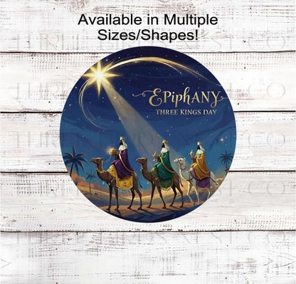 Nativity Wreath Signs, Happy Epiphany, Three Kings Day, Elegant Christmas, Religious Gifts- CW2267