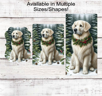 Christmas Dog Wreath Sign, Golden Retriever Lover, English Cream- PA2267