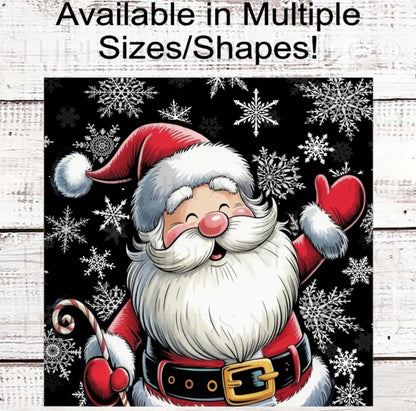 Santa Claus Wreath Sign, Candy Cane Lover, Whimsical Christmas- CW2257