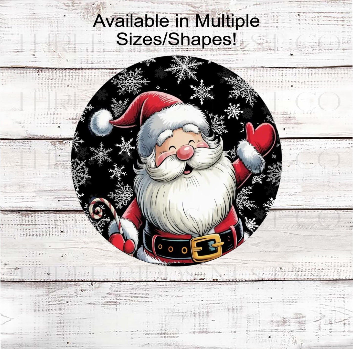 Santa Claus Wreath Sign, Candy Cane Lover, Whimsical Christmas- CW2257