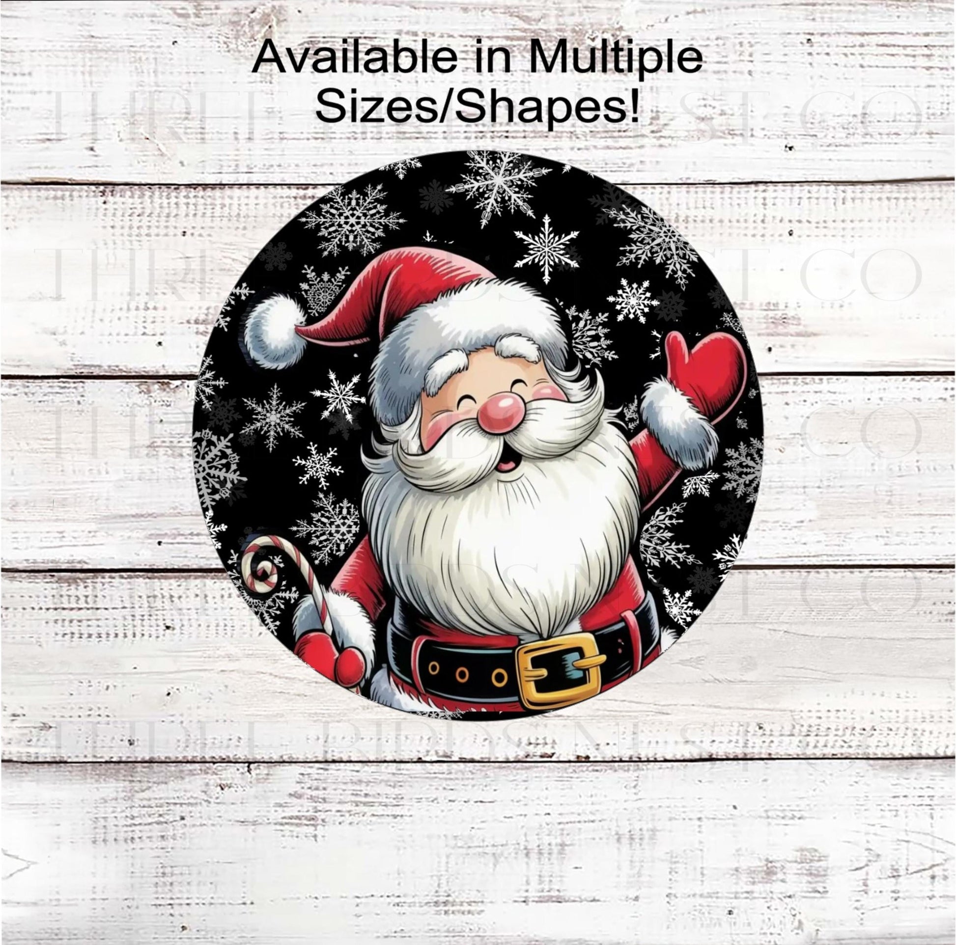 Santa Claus Wreath Sign, Candy Cane Lover, Whimsical Christmas- CW2257