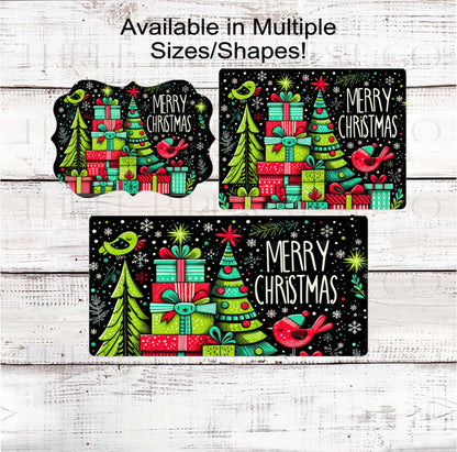 Merry Christmas Wreath Sign, Whimsical Decor, Cardinal Bird- CW2258