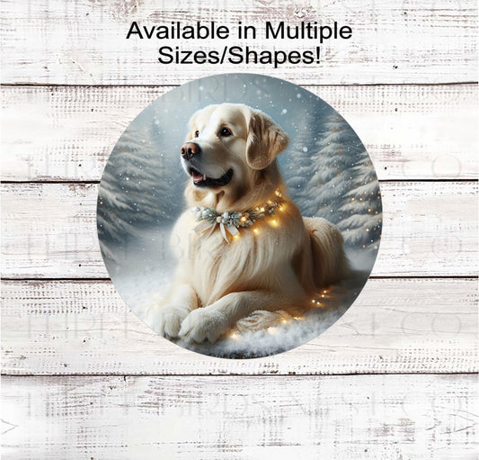 Christmas Dog Wreath Sign, Golden Retriever Lover, English Cream- PA2268