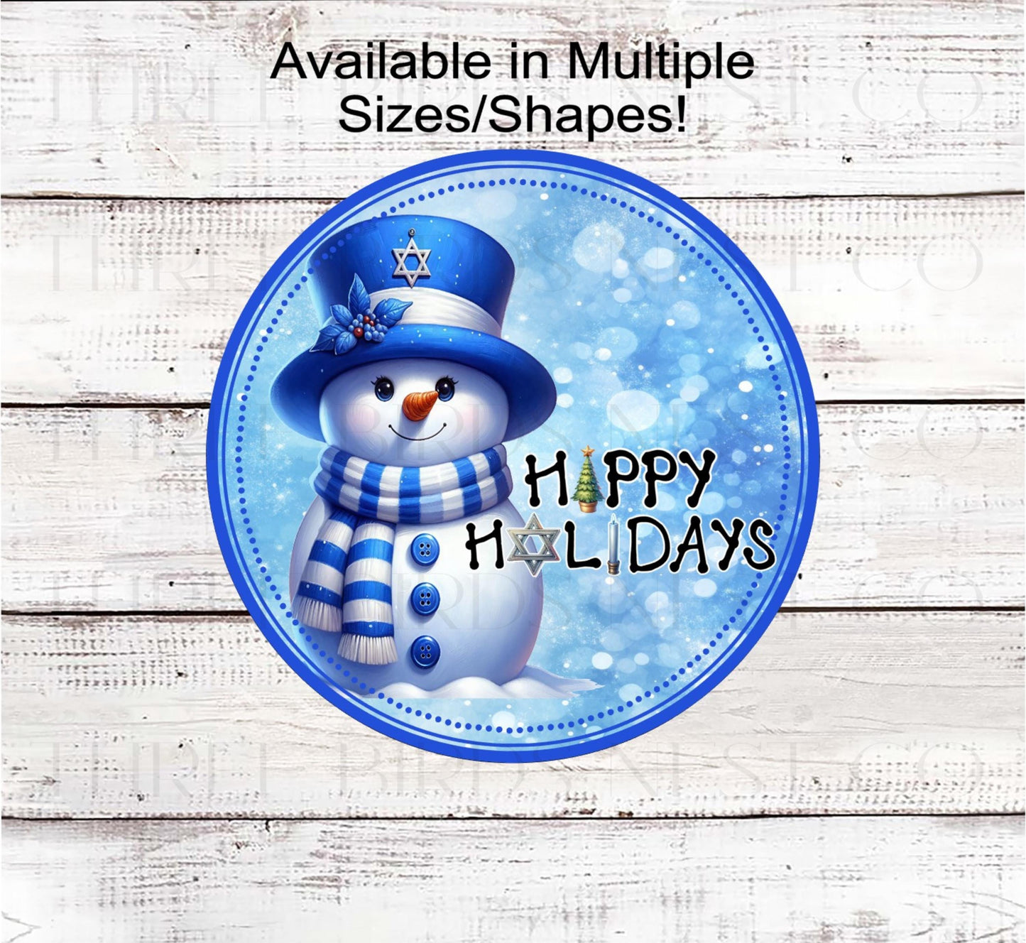 Snowman Wreath Sign, Happy Holidays, Hanukkah Star of David- CW2242