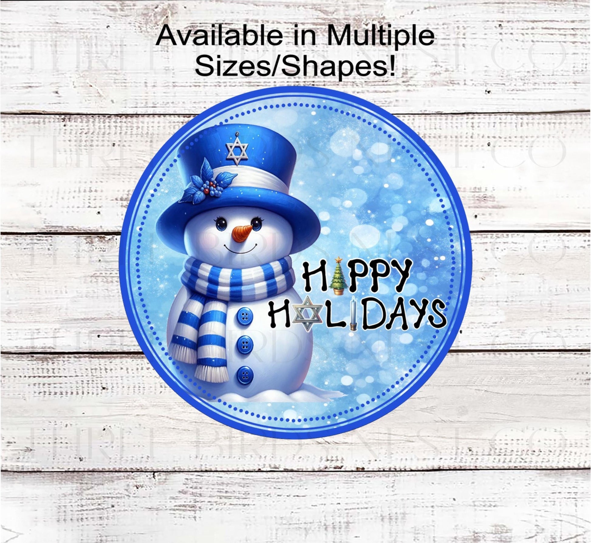 Snowman Wreath Sign, Happy Holidays, Hanukkah Star of David- CW2242