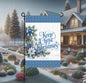 Keep Christ in Christmas Double-Sided Garden Flag, Poinsettia Decor, Blue Decor