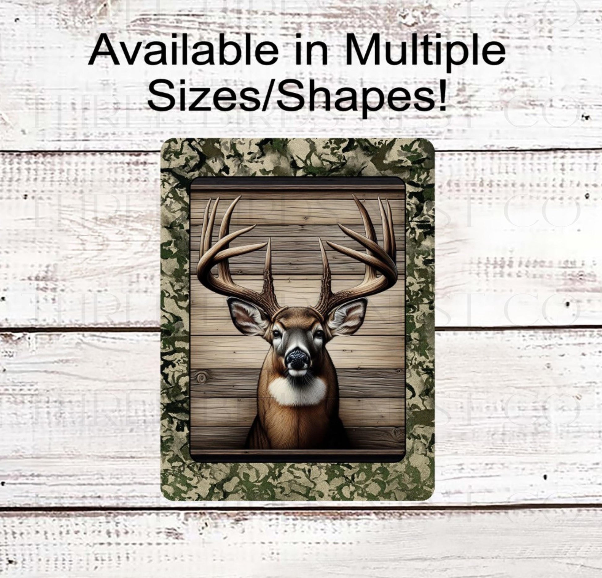 Deer Wreath Sign, Camo Decor, Rustic Farmhouse, Cabin Decor, Wildlife Lover- PA2276