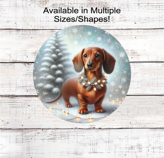 Christmas Dog Wreath Signs, Dachshund Lover- PA2279