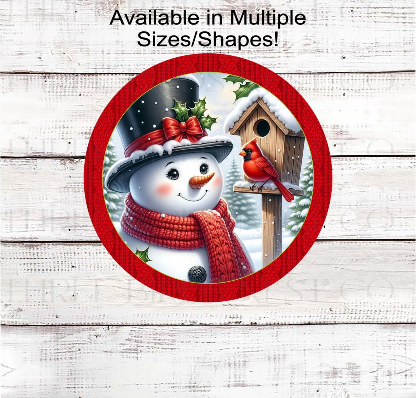 Winter Snowman Wreath Sign, Snowy Cardinal- CW2282
