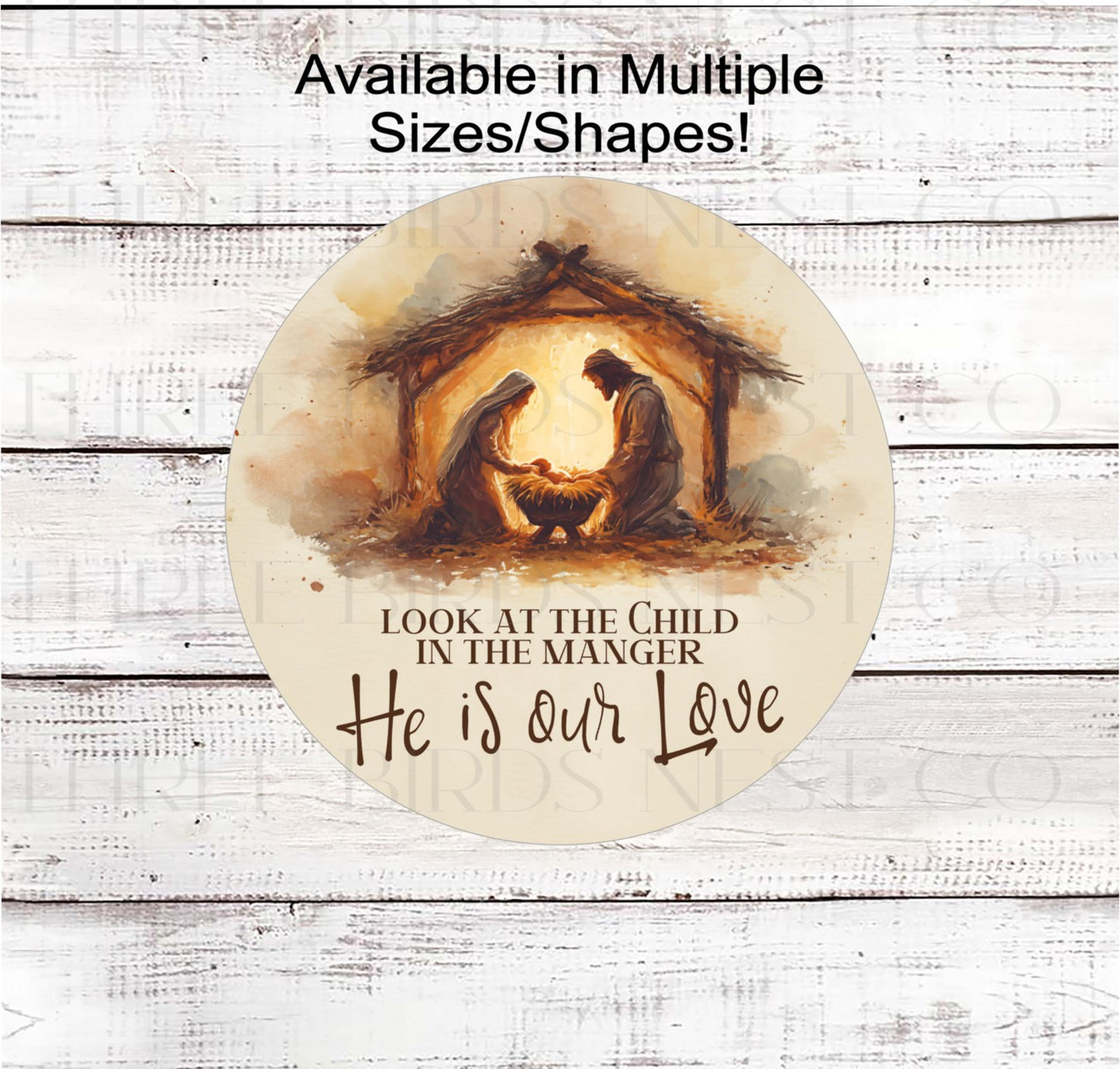 Nativity Wreath Signs, God is Love, Elegant Christmas, Religious Gifts- CW2283