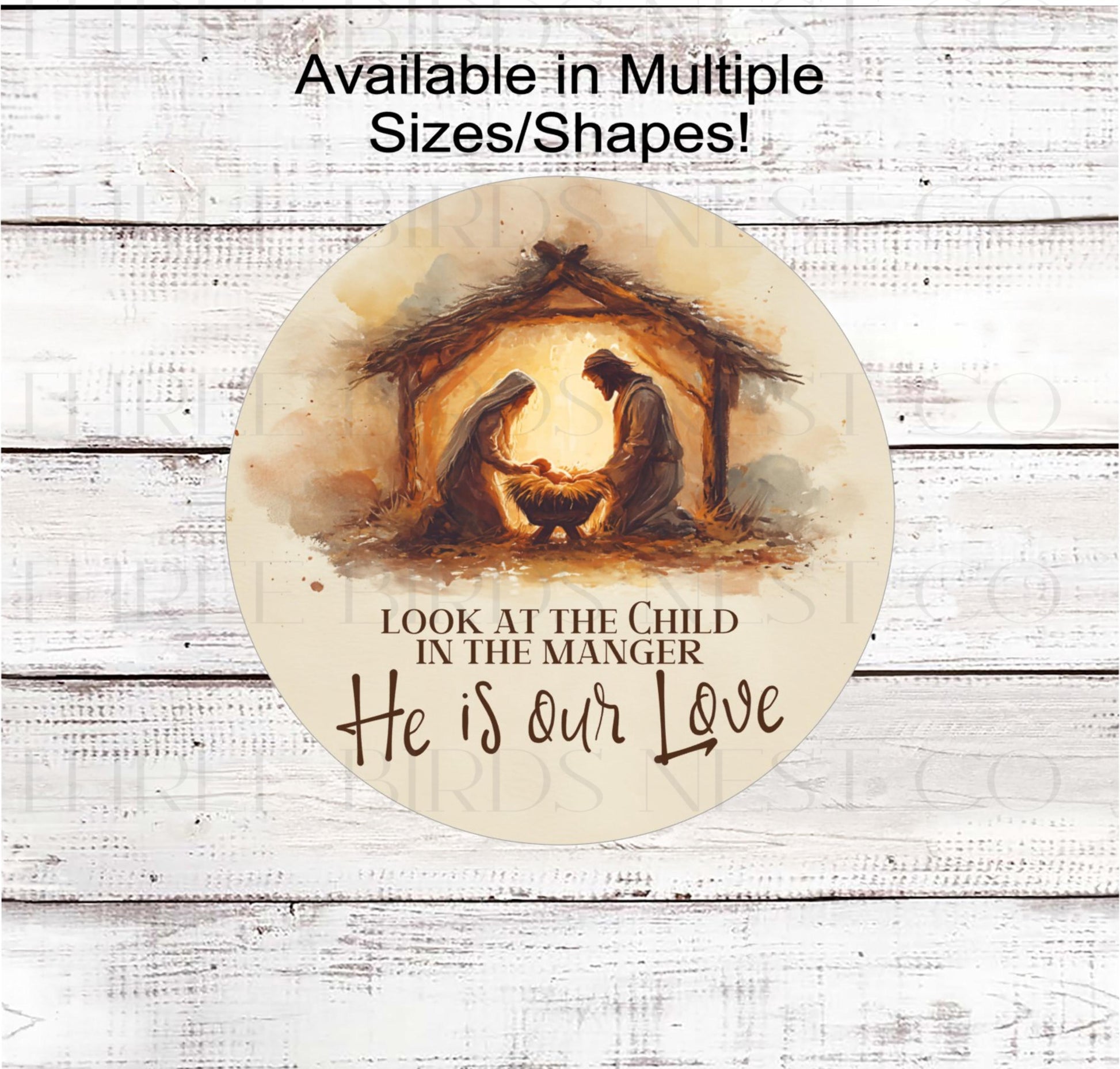 Nativity Wreath Signs, God is Love, Elegant Christmas, Religious Gifts- CW2283