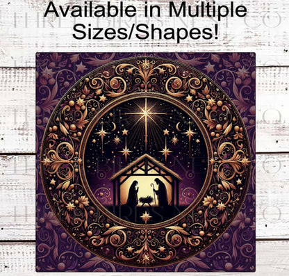 Nativity Wreath Signs, Elegant Christmas, Religious Gifts- CW2287