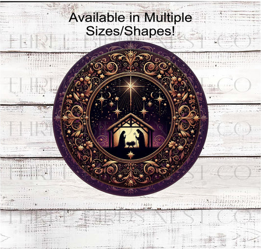 Nativity Wreath Signs, Elegant Christmas, Religious Gifts- CW2287