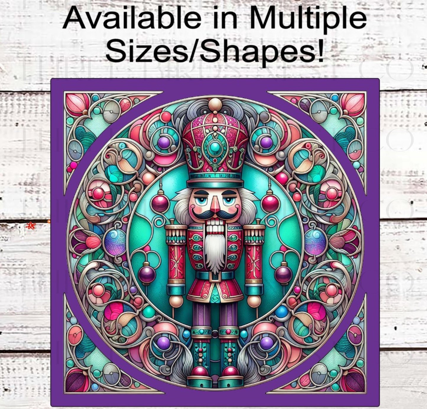 Christmas Wreath Sign, Nutcracker, Stained Glass- CW2292