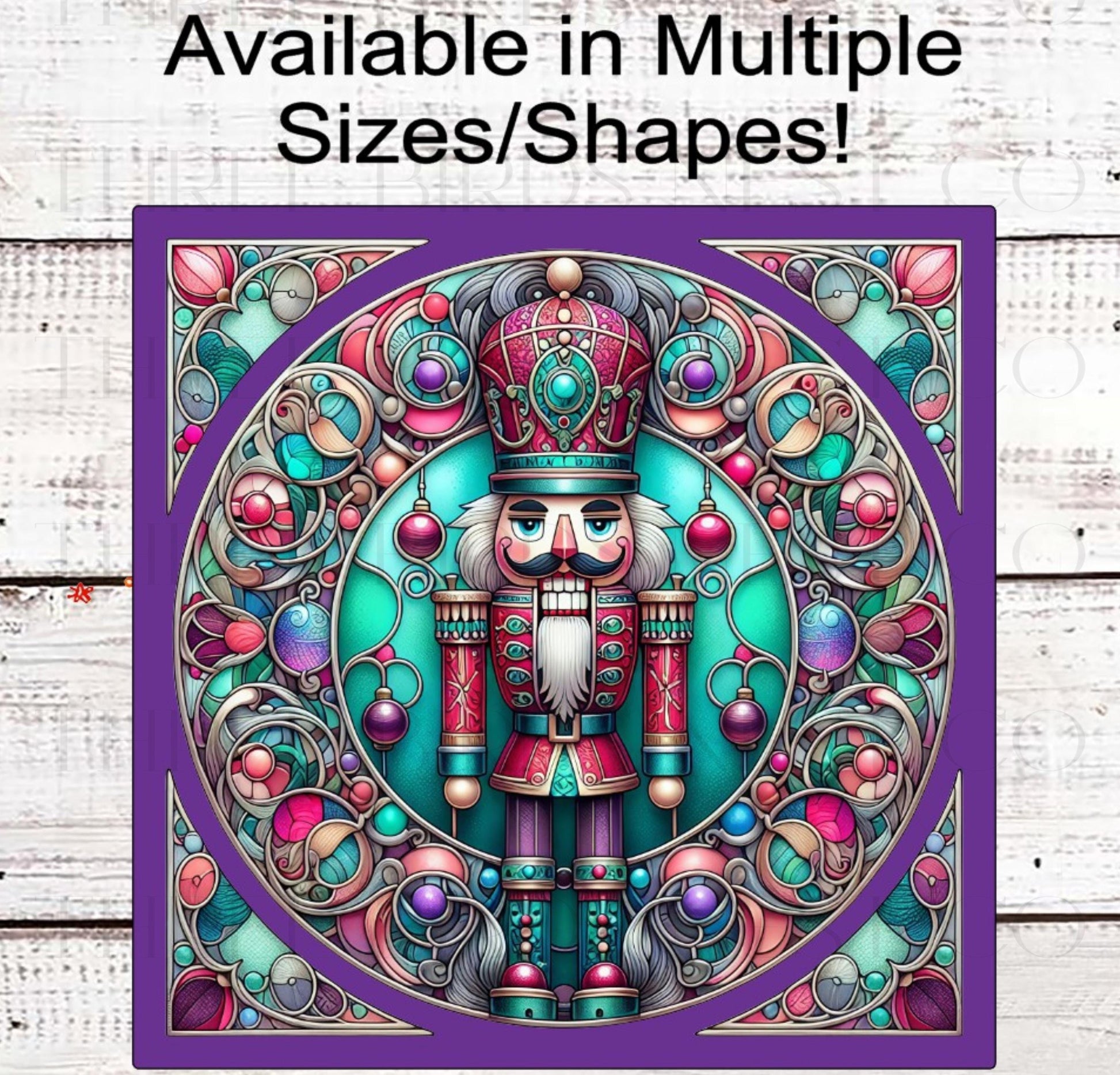 Christmas Wreath Sign, Nutcracker, Stained Glass- CW2292