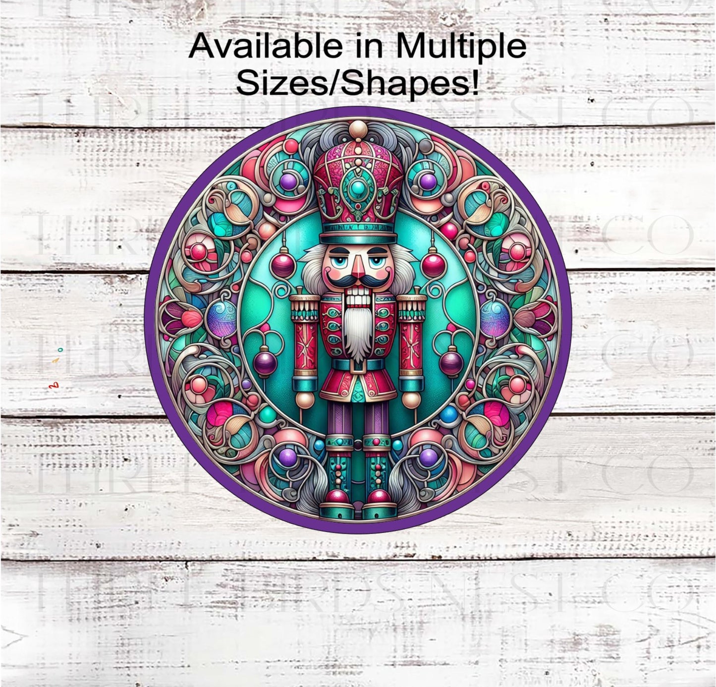 Christmas Wreath Sign, Nutcracker, Stained Glass- CW2292