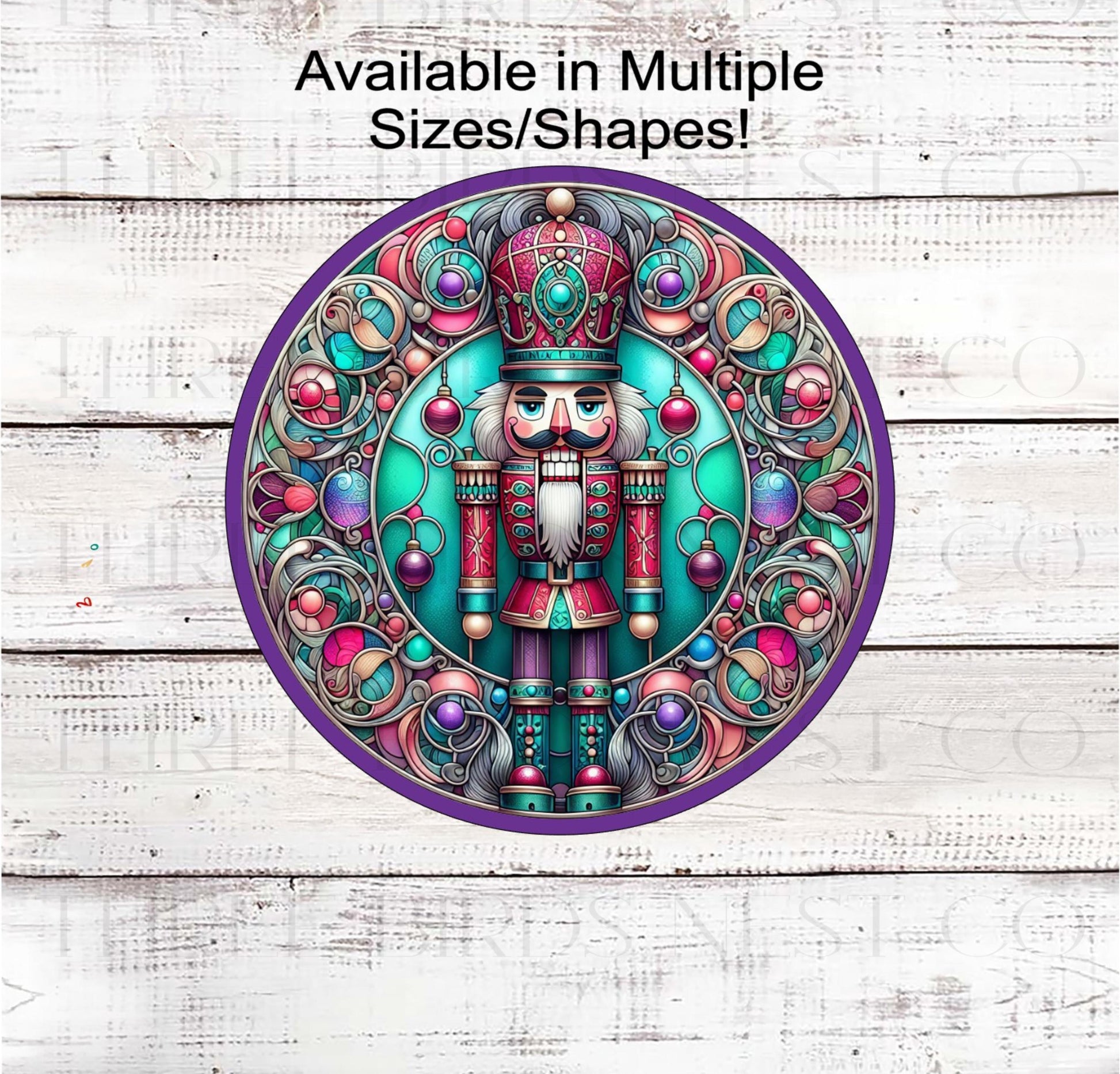 Christmas Wreath Sign, Nutcracker, Stained Glass- CW2292