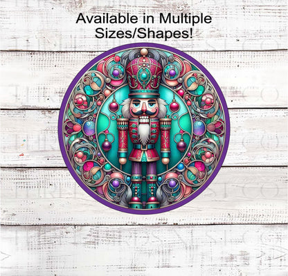 Christmas Wreath Sign, Nutcracker, Stained Glass- CW2292