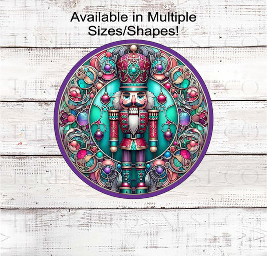 Christmas Wreath Sign, Nutcracker, Stained Glass- CW2292