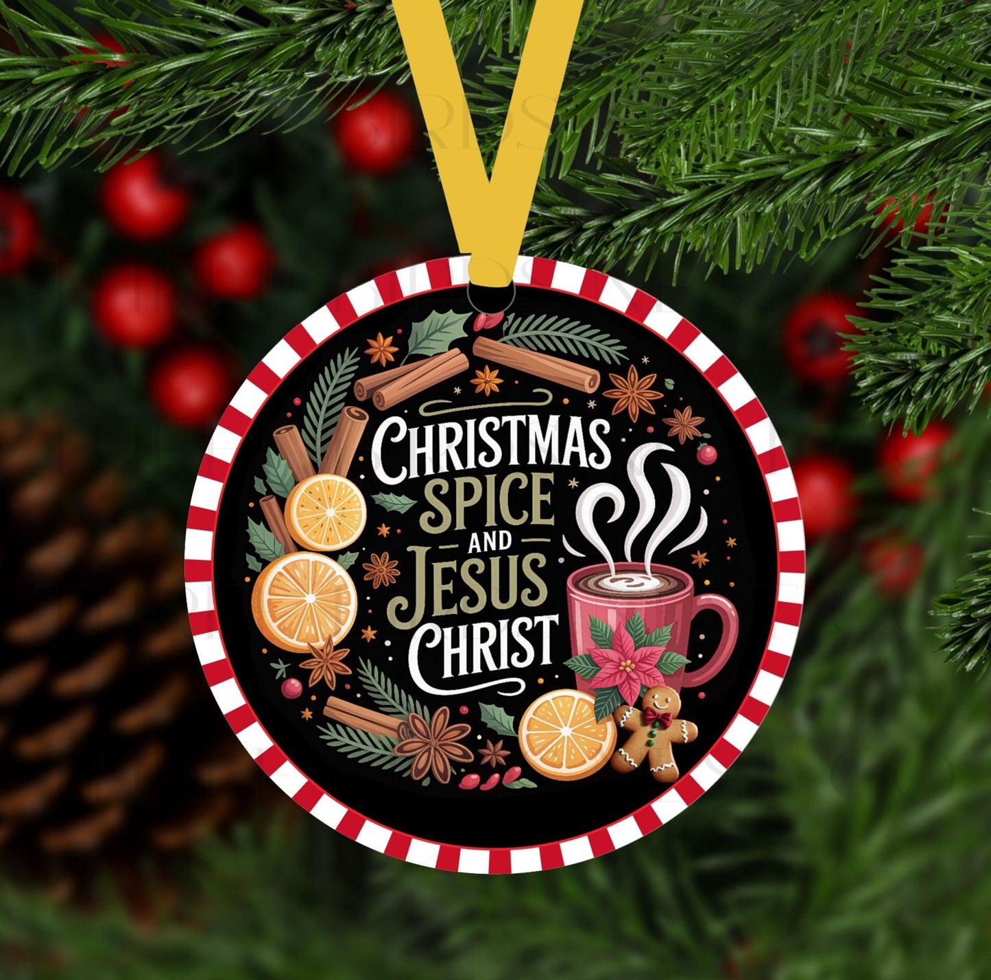 Christmas Spice and Jesus Christ Double-Sided Metal Christmas Ornament